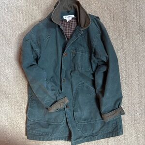 LL Bean Jacket Womens Canvas Barn Chore Field Coat Removable Lining T538
